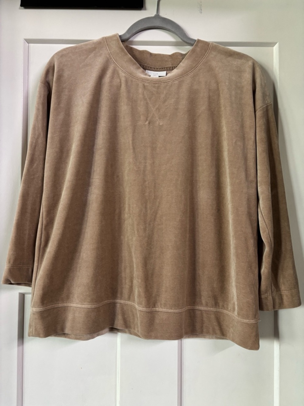 J. Jill Velour Crewneck Sweater in Taupe
